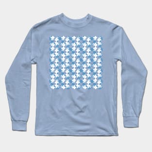 Calico Kitty Blue, Gray, and White Pattern Long Sleeve T-Shirt